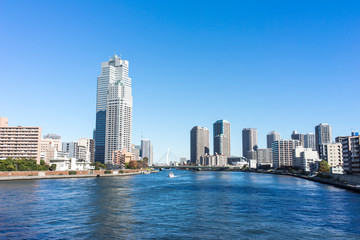 Fototapeta na wymiar view of the Sumida River Tokyo