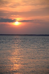 Sunset over the water