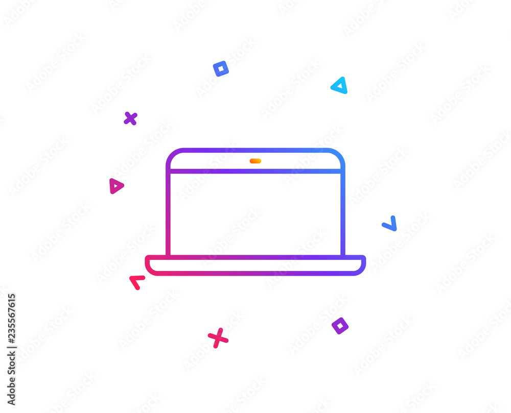 Poster laptop computer icon. notebook sign. portable personal computer symbol. gradient line button. laptop