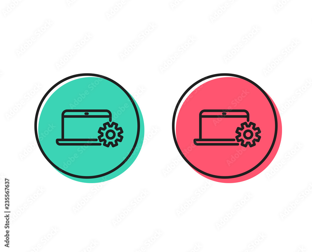 Poster laptop computer icon. notebook service sign. portable personal computer symbol. positive and negativ