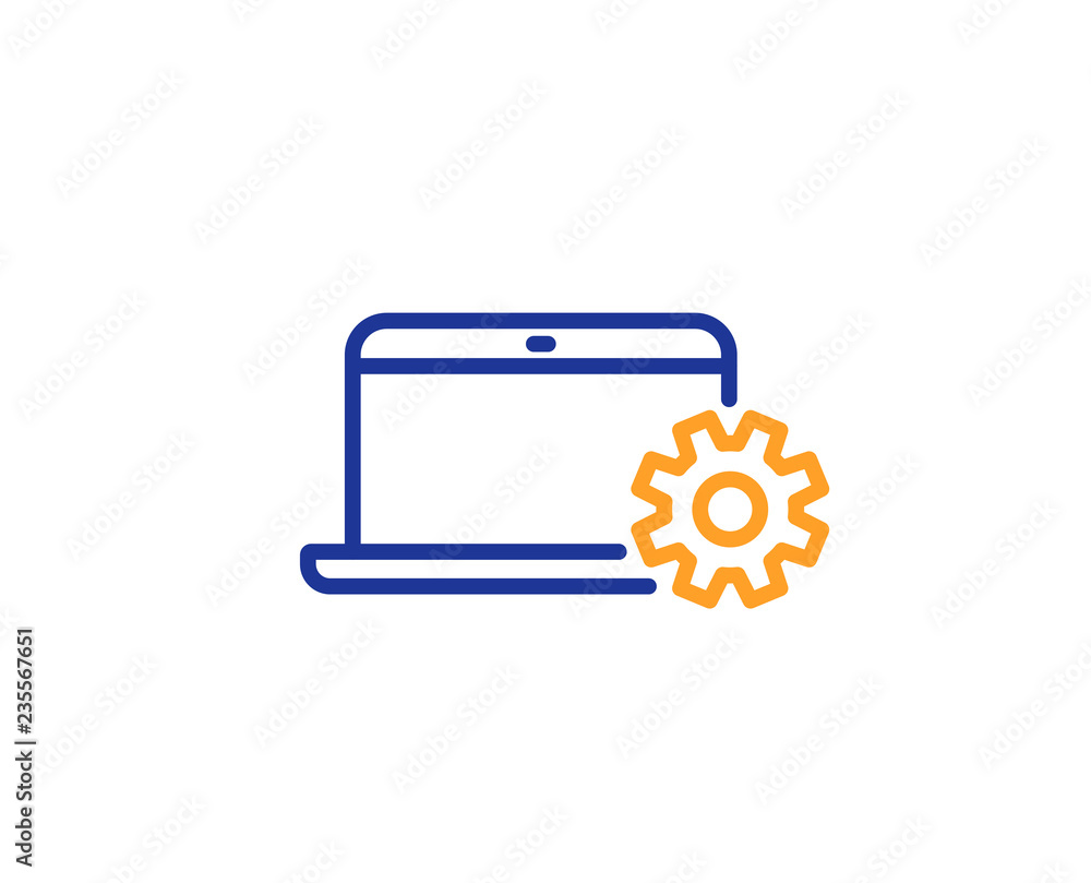 Poster laptop computer icon. notebook service sign. portable personal computer symbol. colorful outline con
