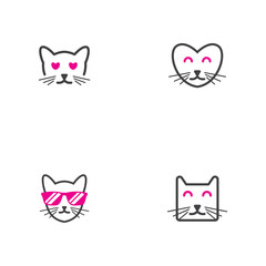 Cute cat face logo collection