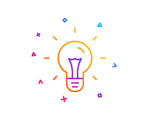 Idea line icon. Light bulb sign. Copywriting symbol. Gradient line button. Idea icon design. Colorful geometric shapes. Vector