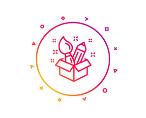 Creativity line icon. Design idea sign. Brush and pencil symbol. Gradient pattern line button. Creativity icon design. Geometric shapes. Vector