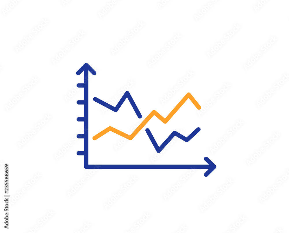 Poster diagram chart line icon. presentation graph sign. market analytics symbol. colorful outline concept.