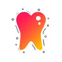 Caries tooth icon. Tooth filling sign. Dental care symbol. Colorful geometric shapes. Gradient caries icon design.  Vector