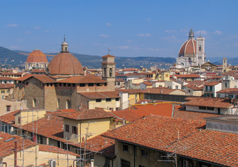 Cityscape skyline of the red rooftops of Florence, Italy