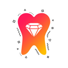 Tooth crystal icon. Tooth jewellery sign. Dental prestige symbol. Colorful geometric shapes. Gradient tooth icon design.  Vector
