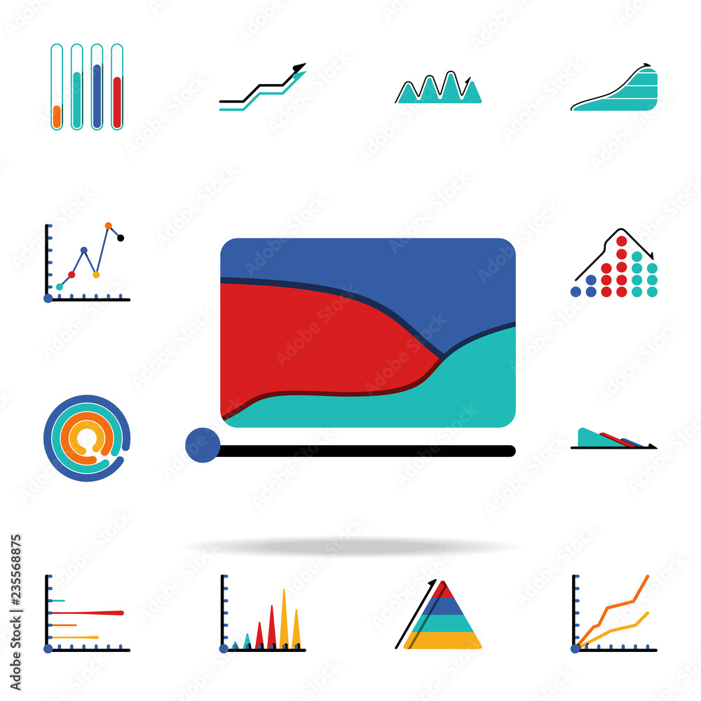 Poster colored infographic area chart icon. business data graphics icons universal set for web and mobile