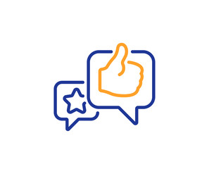 Star, like hand line icon. Feedback rating sign. Customer satisfaction symbol. Colorful outline concept. Blue and orange thin line color Like icon. Vector