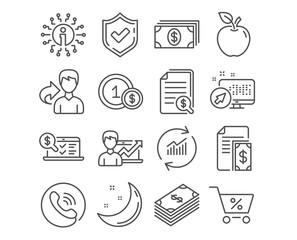 Set of Dollar, Special offer and Banking icons. Success business, Financial documents and Usd coins signs. Payment, Update data and Online accounting symbols. Usd currency, Discounts, Money payment
