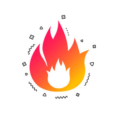Fire flame sign icon. Fire symbol. Stop fire. Escape from fire. Colorful geometric shapes. Gradient fire icon design.  Vector
