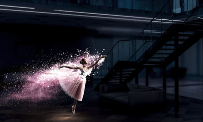 Dreaming to become ballerina. Mixed media - obrazy, fototapety, plakaty