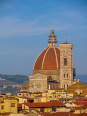 Fototapeta na wymiar Giotto's Campanile and the Duomo frame the city of Florence, Italy