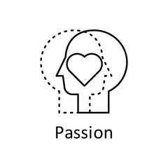 Human, heart in mind icon. Element of human mind with name icon. Thin line icon for website design and development, app development. Premium icon