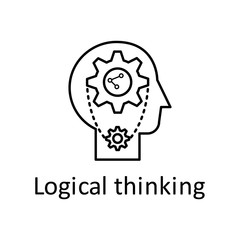 Human, gears  in mind icon. Element of human mind with name icon. Thin line icon for website design and development, app development. Premium icon