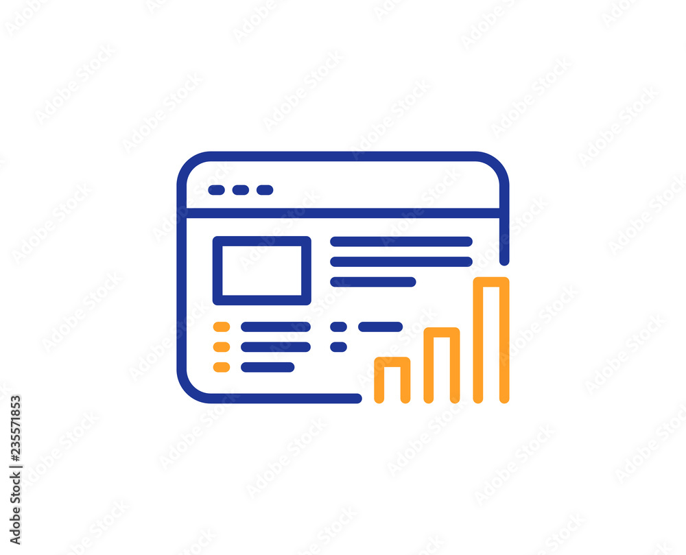 Poster web report line icon. column graph sign. growth diagram symbol. colorful outline concept. blue and o