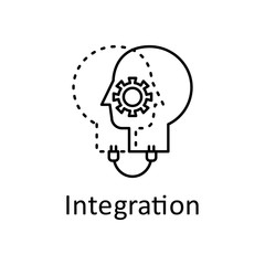 Human, socket, gear in mind icon. Element of human mind with name icon. Thin line icon for website design and development, app development. Premium icon