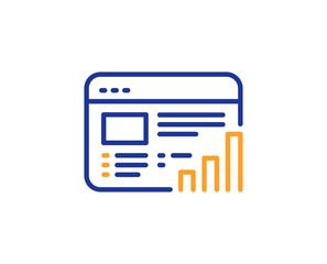 Web report line icon. Column graph sign. Growth diagram symbol. Colorful outline concept. Blue and orange thin line color Web report icon. Vector