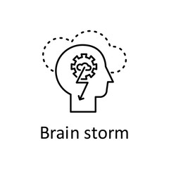 Obraz na płótnie Canvas Human, gear, cloud, lightning in mind icon. Element of human mind with name icon. Thin line icon for website design and development, app development. Premium icon
