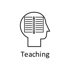 Human, book, pen in mind icon. Element of human mind with name icon. Thin line icon for website design and development, app development. Premium icon