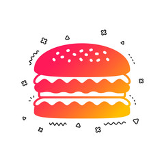 Hamburger icon. Burger food symbol. Cheeseburger sandwich sign. Colorful geometric shapes. Gradient hamburger icon design.  Vector