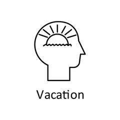 Human, sea, sun in mind icon. Element of human mind with name icon. Thin line icon for website design and development, app development. Premium icon