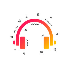 Headphones sign icon. Earphones button. Colorful geometric shapes. Gradient headphones icon design.  Vector