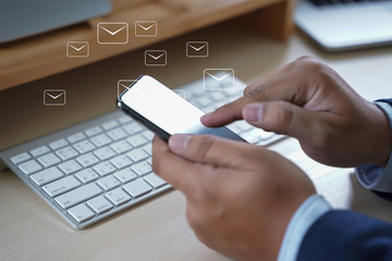 Mail Communication Connection message to mailing contacts phone Global Letters Concept