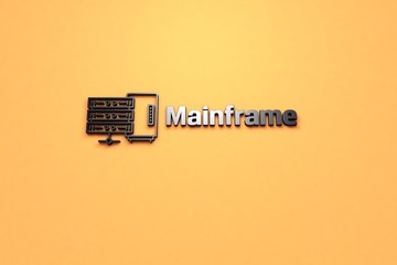 Illustration of Mainframe with dark text on orange background