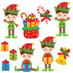 Christmas elf vector cartoon illustration