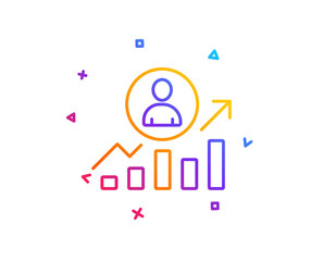 Business results line icon. Career Growth chart sign. Gradient line button. Career ladder icon design. Colorful geometric shapes. Vector