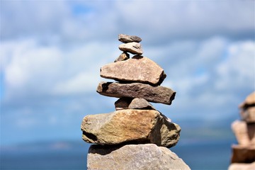 Stacked Rocks On The Shore Of Ireland