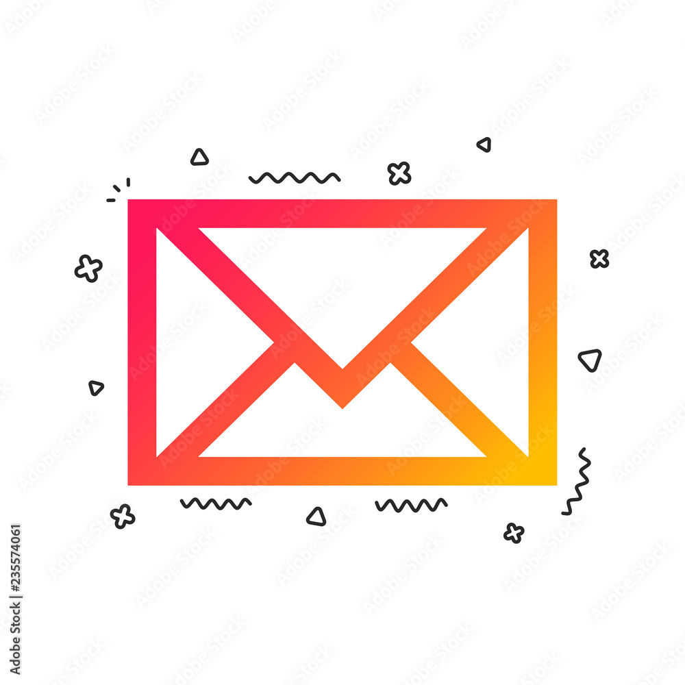 Poster mail icon. envelope symbol. message sign. mail navigation button. colorful geometric shapes. gradien
