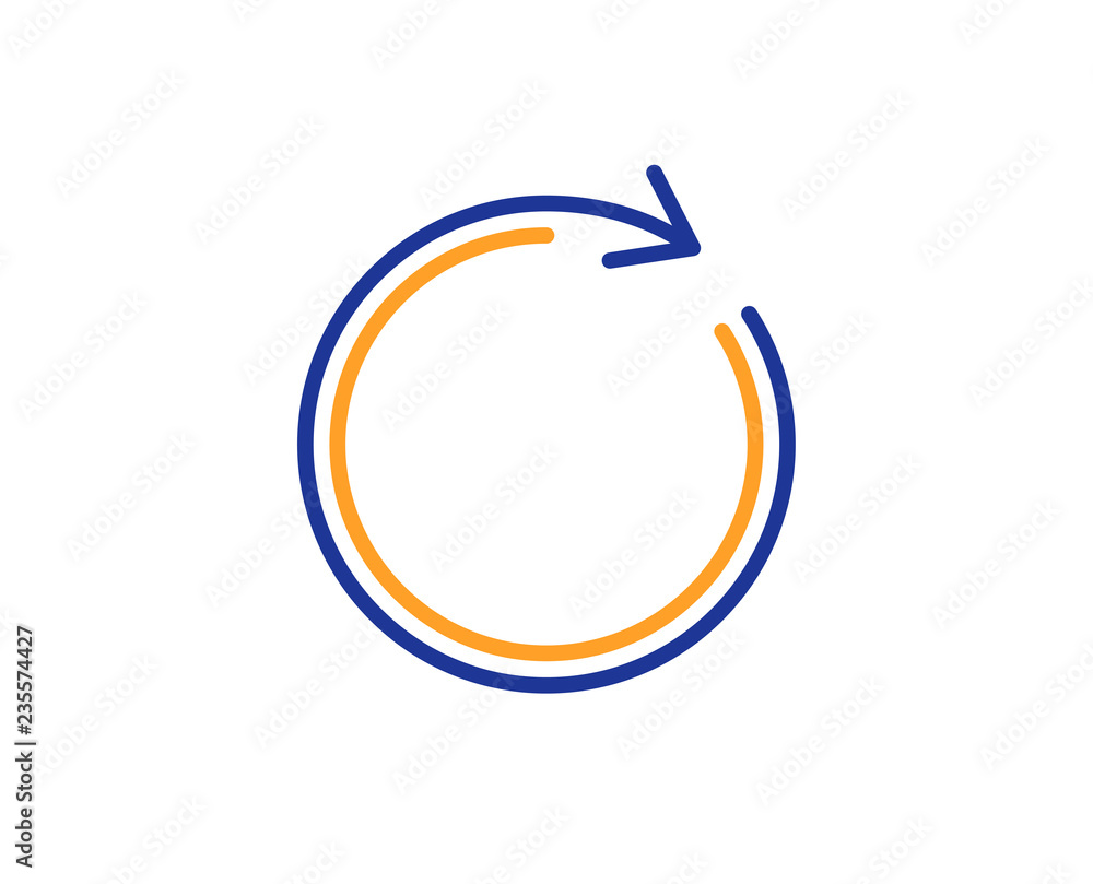 Aufkleber refresh line icon. rotation arrow sign. reset or reload symbol. colorful outline concept. blue and o