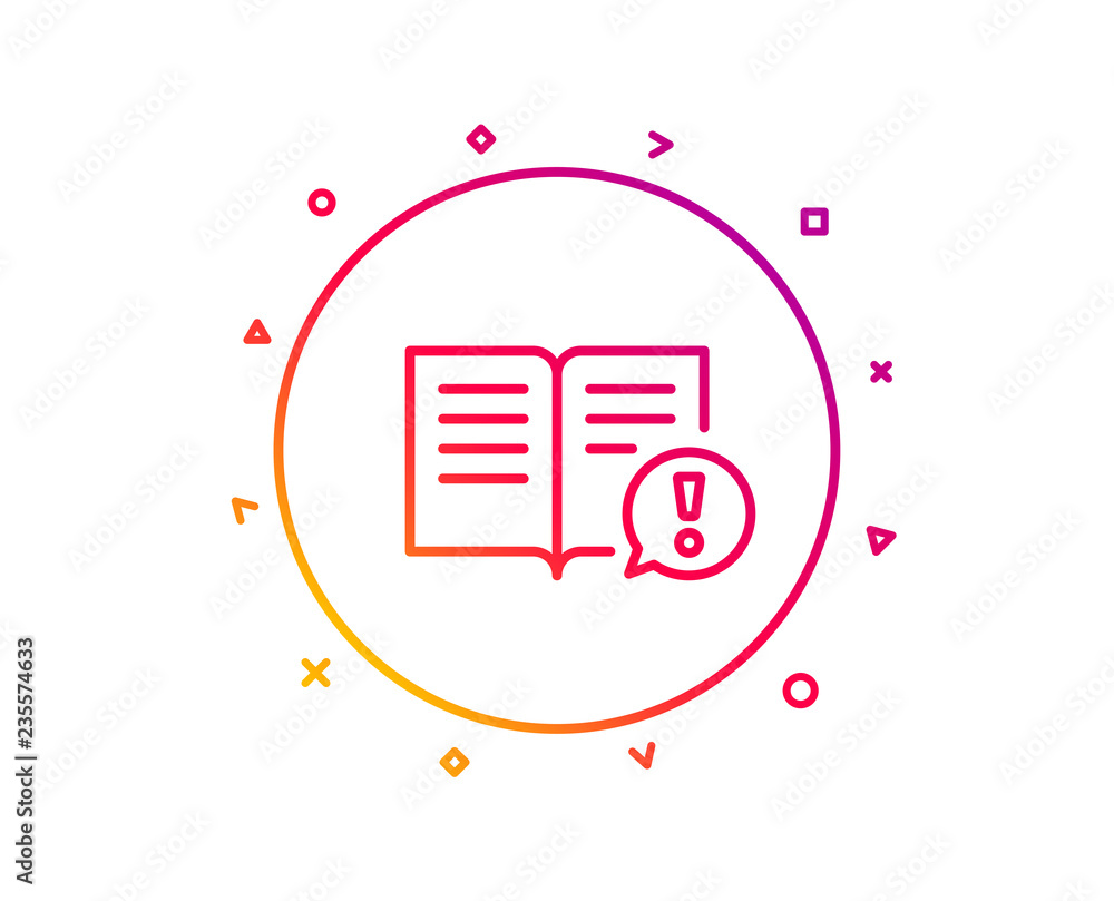 Poster interesting facts line icon. exclamation mark sign. book symbol. gradient pattern line button. facts