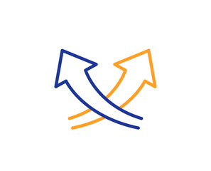 Intersection arrows line icon. Exchange and turn, cross sign. Colorful outline concept. Blue and orange thin line color icon. Intersection arrows Vector