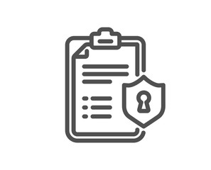 Checklist line icon. Privacy policy document sign. Quality design flat app element. Editable stroke Privacy policy icon. Vector