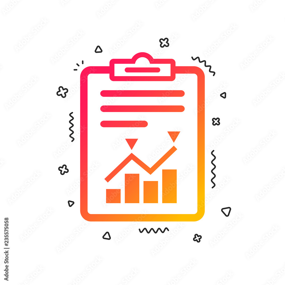 Poster project management icon. report document symbol. accounting file with charts symbol. colorful geomet
