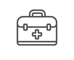 First aid kit line icon. Medical case sign. Quality design flat app element. Editable stroke First aid icon. Vector