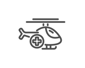 Medical helicopter line icon. Emergency sky transport sign. Quality design flat app element. Editable stroke Medical helicopter icon. Vector