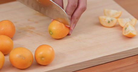 Cut of kumquat