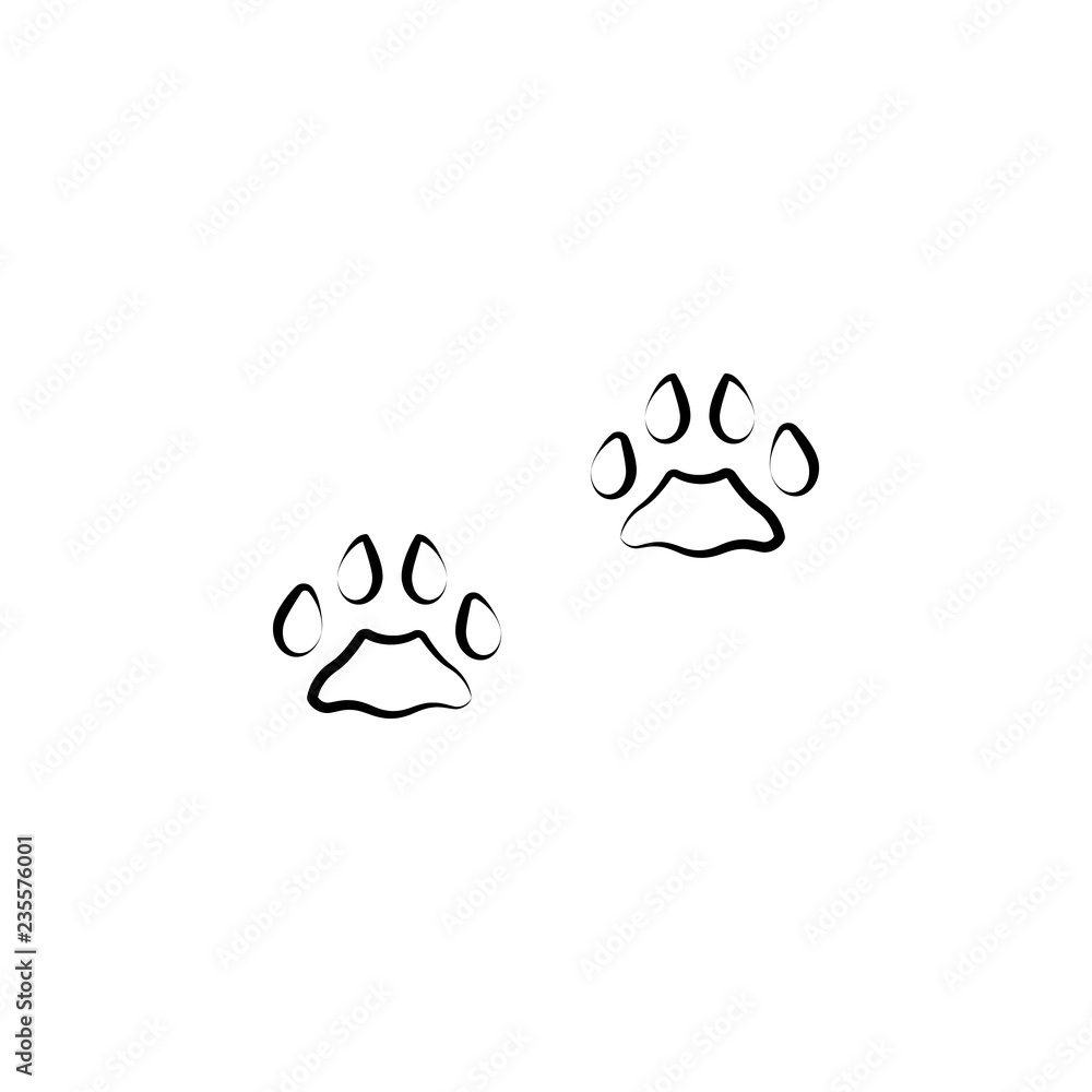 Poster bobcat tracks icon. element of animal track for mobile concept and web apps. hand drawn bobcat track