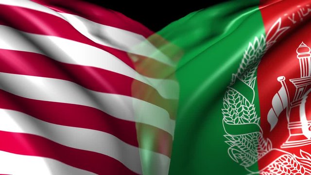 Flags of America and Afghanistan. Transition element.