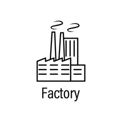 factory, energy outline icon with name