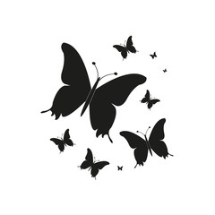 silhouette,beautiful butterflies, isolated on a white background