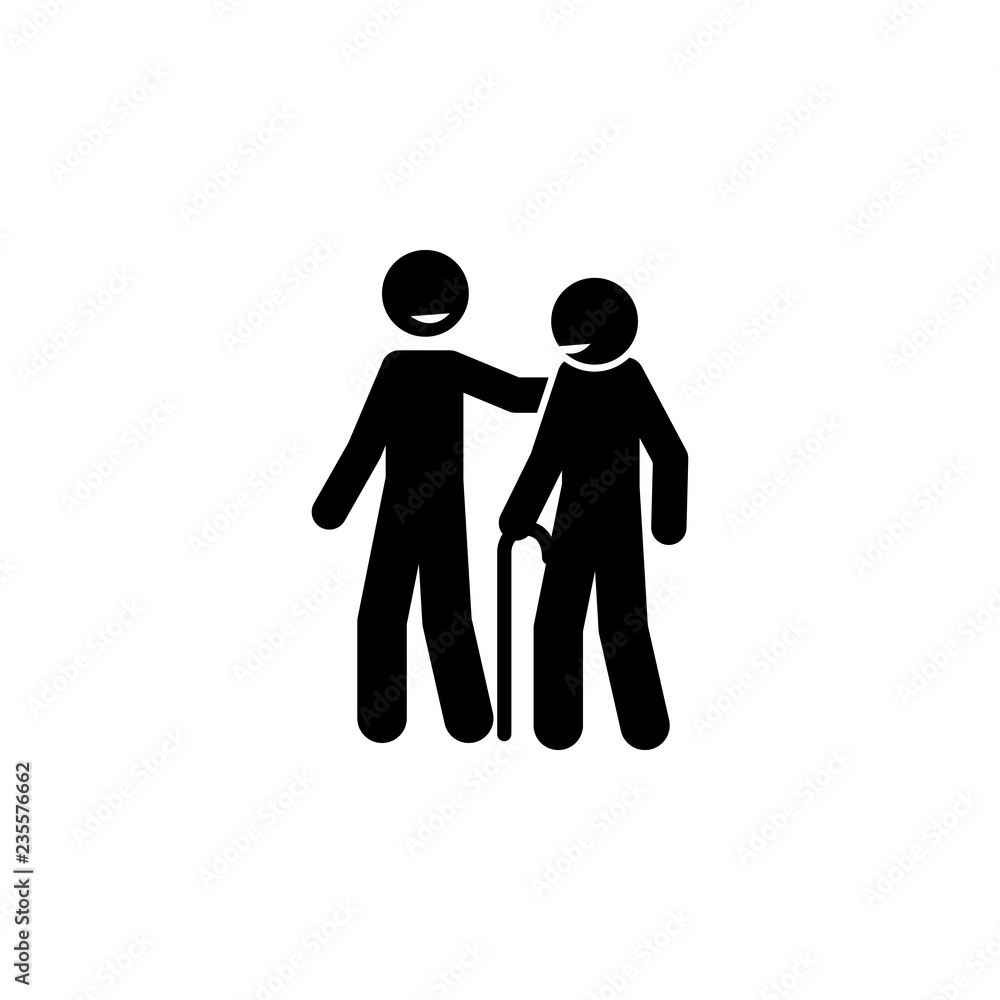 Poster help old man pictogram icon. element of positive character icon for mobile concept and web apps. pic