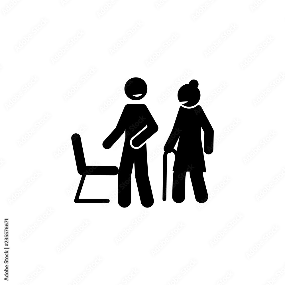 Poster help old man pictogram icon. Element of positive character icon for mobile concept and web apps. Pictogram of  help old man icon can be used for web and mobile