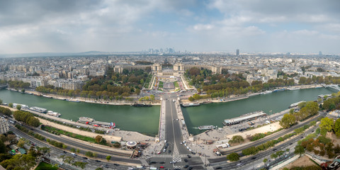 View of the Place du Trocadero From the Eiffel Tower With La Defence in the Background - obrazy, fototapety, plakaty