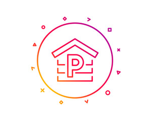 Parking line icon. Car park sign. Transport place garage symbol. Gradient pattern line button. Parking icon design. Geometric shapes. Vector